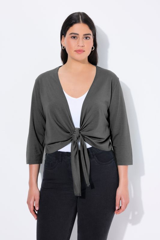 Versatile Surplice Wrap Tie Hem Bolero Top