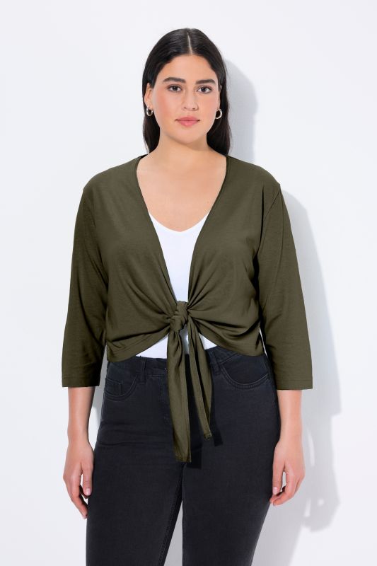 Versatile Surplice Wrap Tie Hem Bolero Top