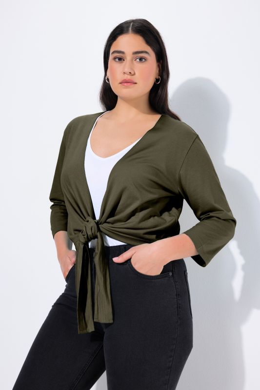Versatile Surplice Wrap Tie Hem Bolero Top