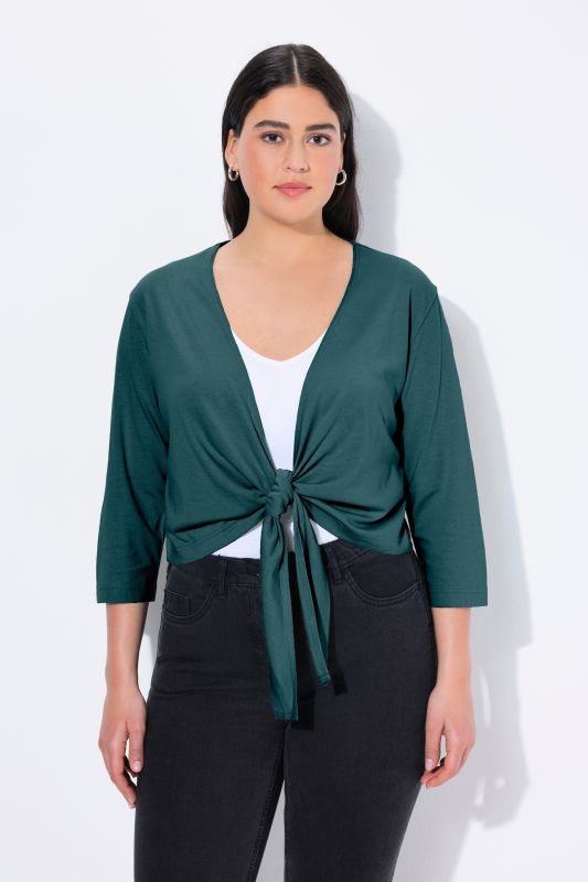 Versatile Surplice Wrap Tie Hem Bolero Top
