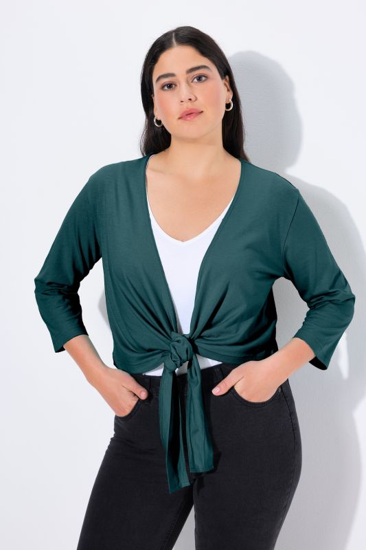 Versatile Surplice Wrap Tie Hem Bolero Top