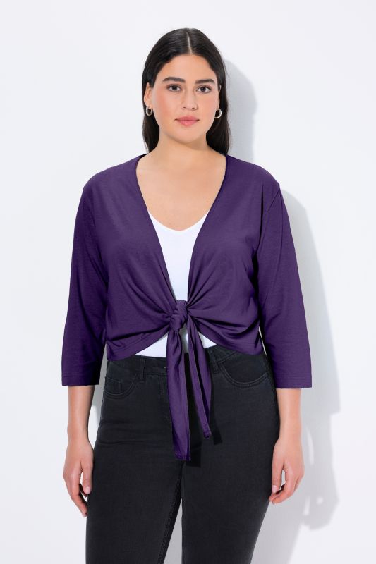 Versatile Surplice Wrap Tie Hem Bolero Top