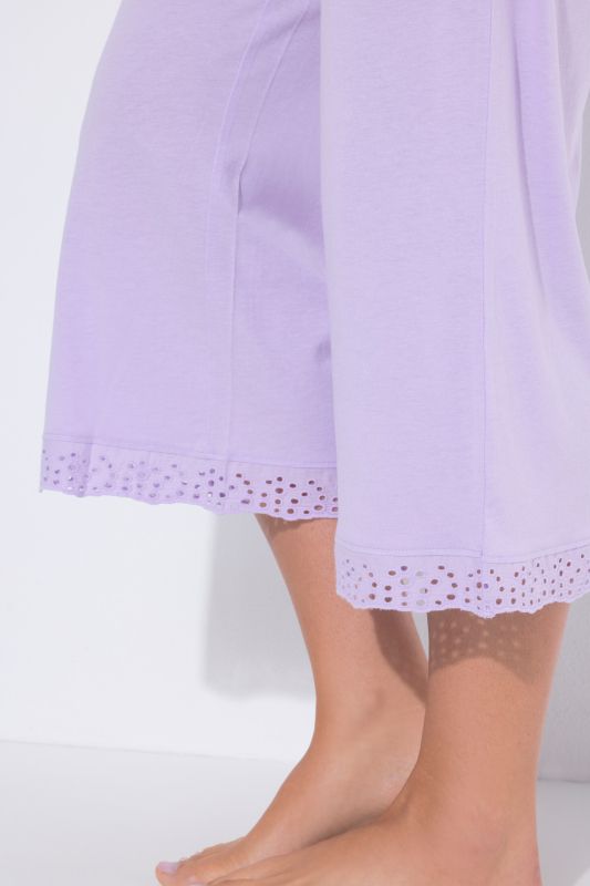 Eyelet Trim V-Neck Super Soft Cotton Blend Pajama Set