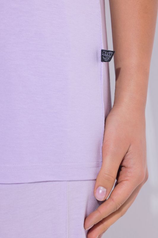 Eyelet Trim V-Neck Super Soft Cotton Blend Pajama Set