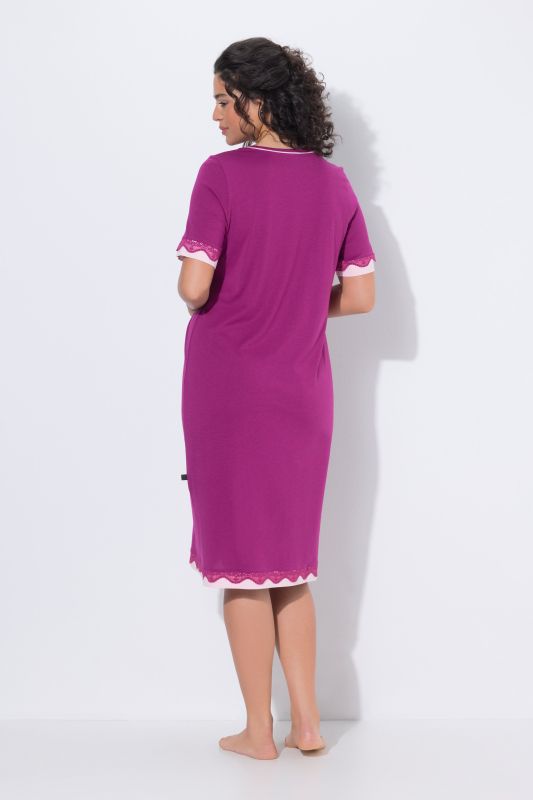 Lace Trim Short Sleeve Nightgown