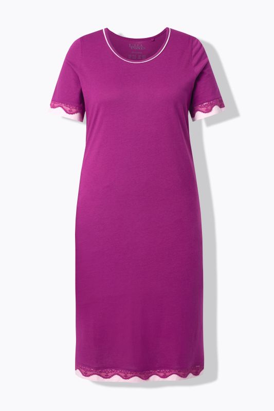 Lace Trim Short Sleeve Nightgown