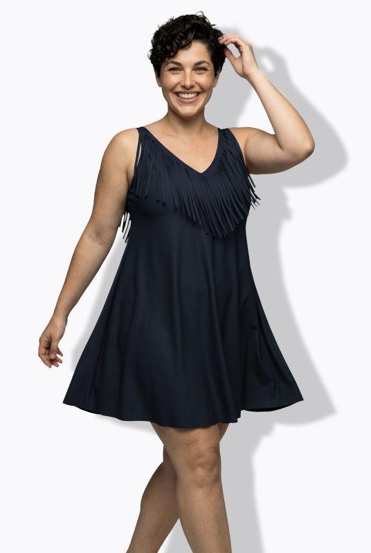 Sweetheart Neckline Fringe Detail Underwire Swim Dress