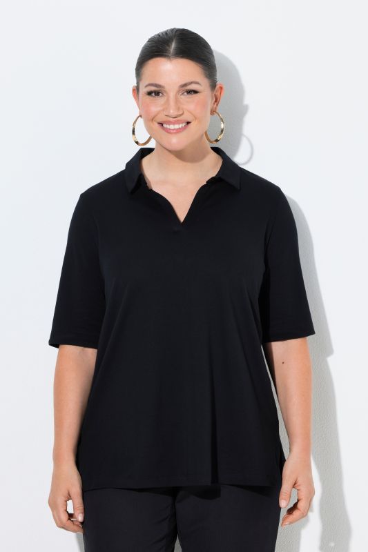 Блуза с яка и къси ръкави