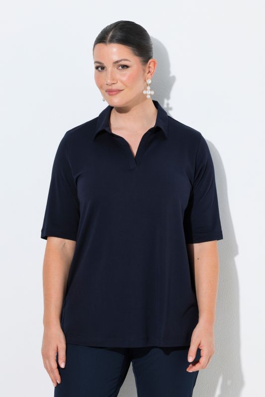 Блуза с яка и къси ръкави