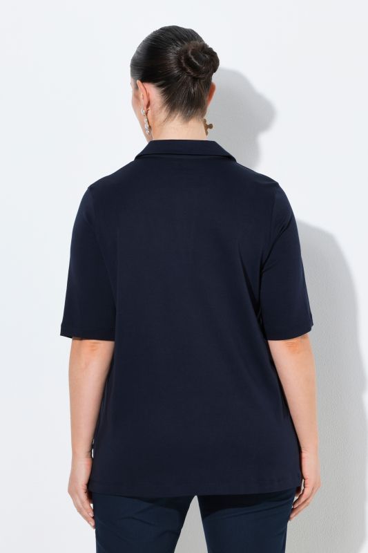 Блуза с яка и къси ръкави