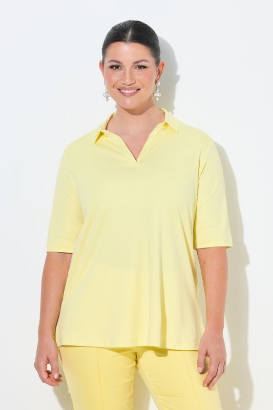 Блуза с яка и къси ръкави