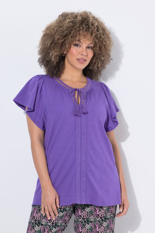 Wing Sleeve V-Neck Tee