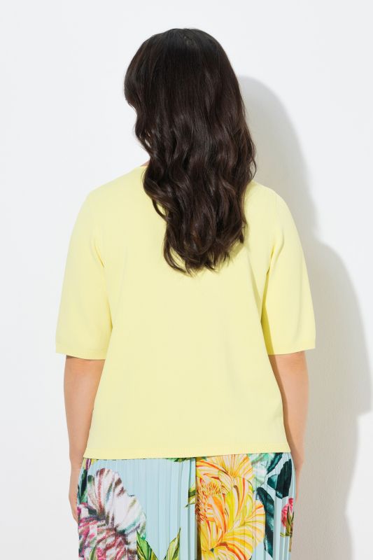 Short Sleeve V-Neck Sweater