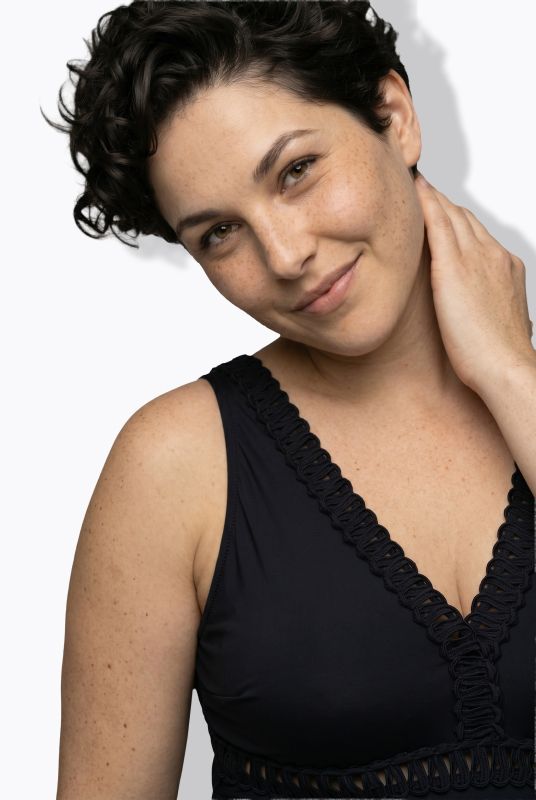 Ribbon Trim One Piece Swimsuit