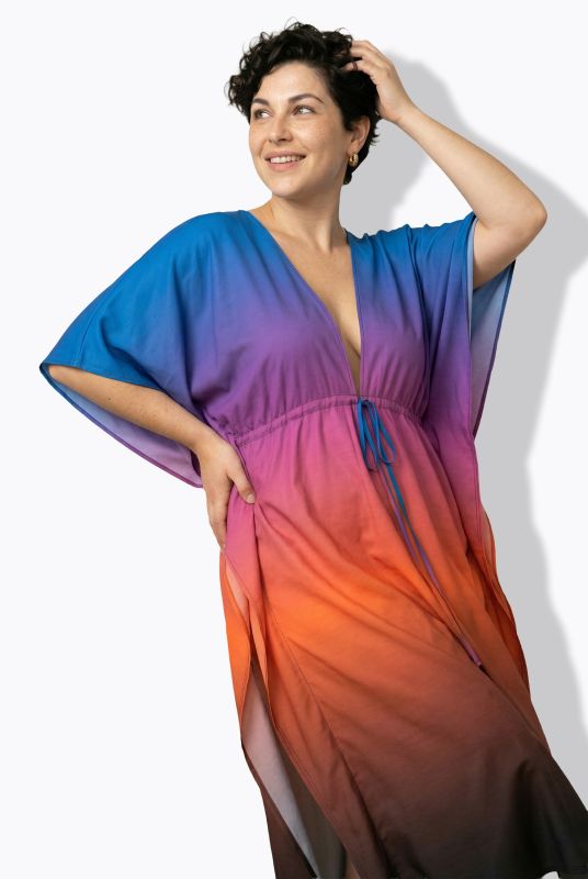 Palm Tree Gradient TIe Front Caftan