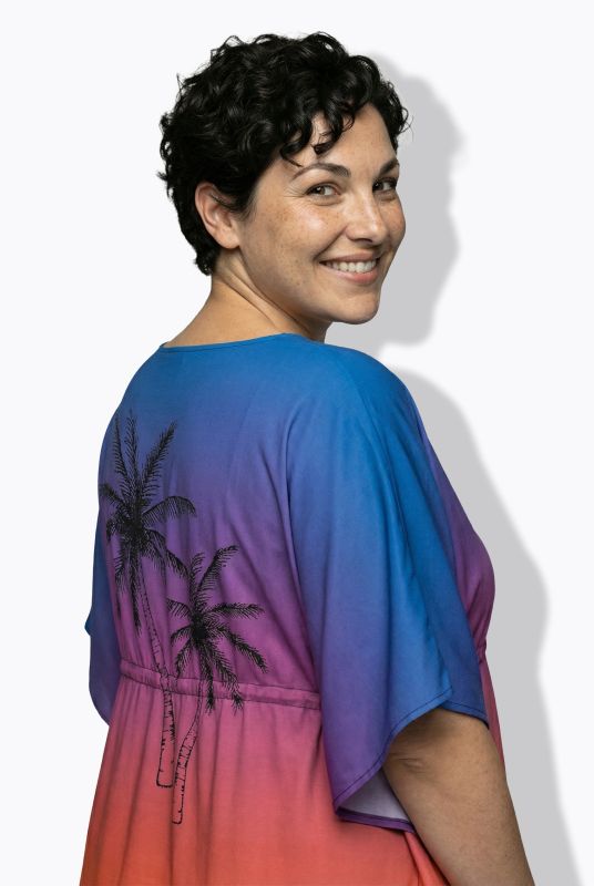 Palm Tree Gradient TIe Front Caftan