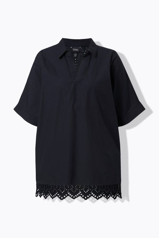 Broderie Anglaise Back Short Sleeve Blouse