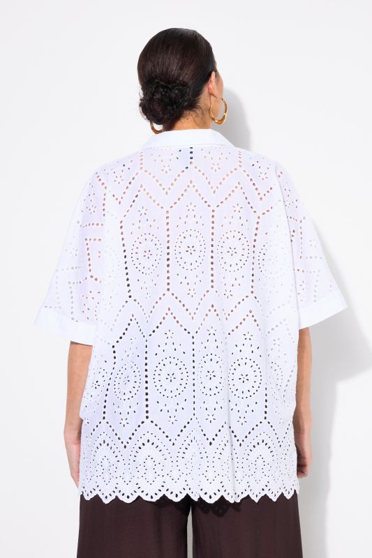 Broderie Anglaise Back Short Sleeve Blouse