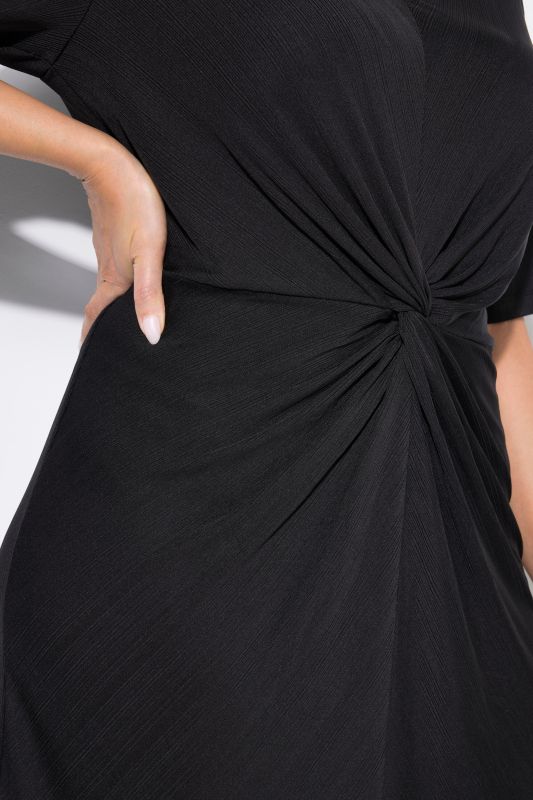 Knotted Short Sleeve V-Neck Jersey Dress