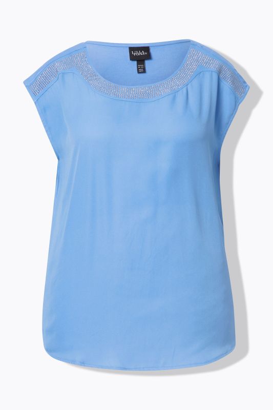 Rhinestone Studded Cap Sleeve Tee