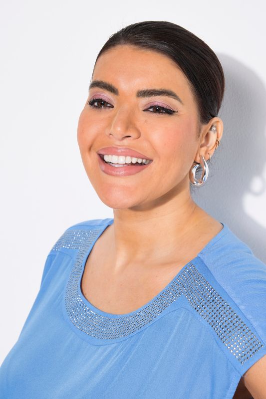 Rhinestone Studded Cap Sleeve Tee