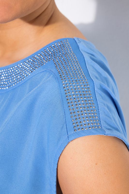 Rhinestone Studded Cap Sleeve Tee