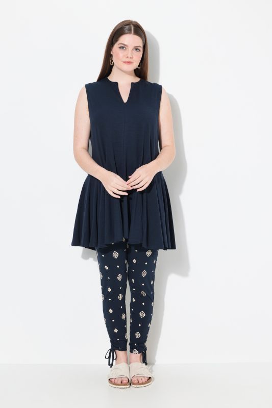 Eco Cotton Sleeveless Godet Pleated Knit Tunic