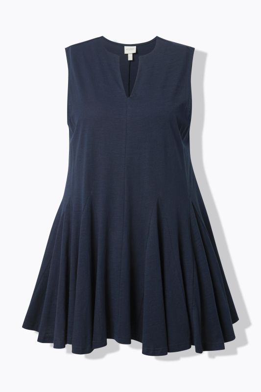 Eco Cotton Sleeveless Godet Pleated Knit Tunic