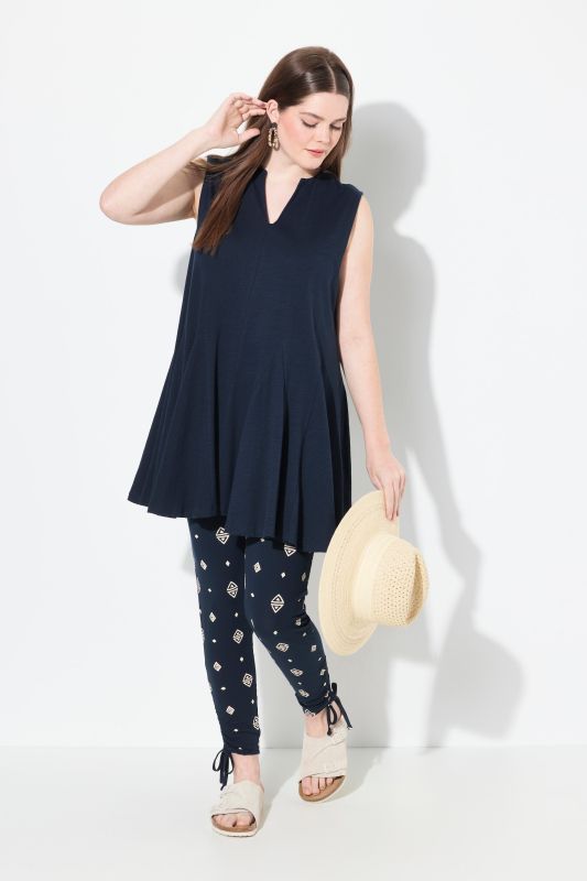 Eco Cotton Sleeveless Godet Pleated Knit Tunic