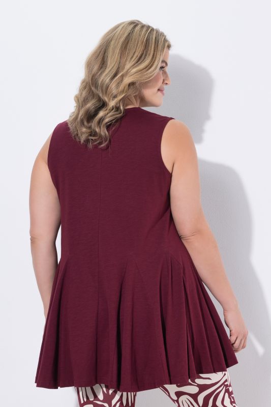 Eco Cotton Sleeveless Godet Pleated Knit Tunic