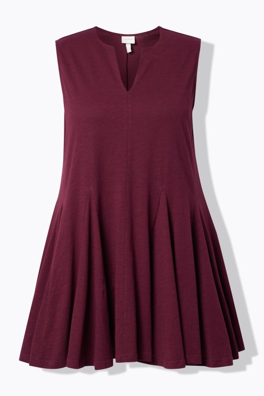 Eco Cotton Sleeveless Godet Pleated Knit Tunic