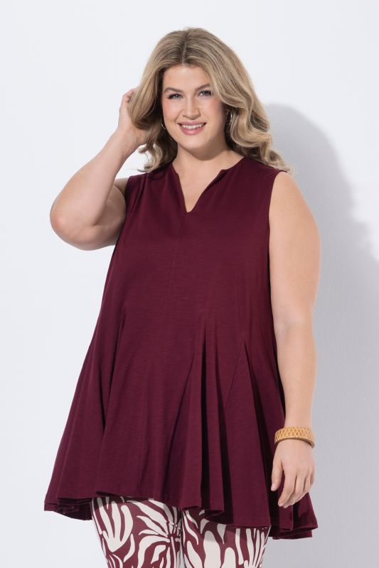 Eco Cotton Sleeveless Godet Pleated Knit Tunic