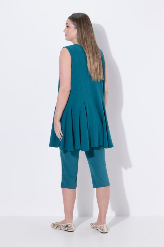 Eco Cotton Sleeveless Godet Pleated Knit Tunic