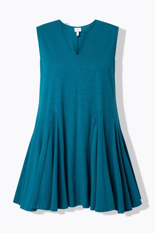 Eco Cotton Sleeveless Godet Pleated Knit Tunic
