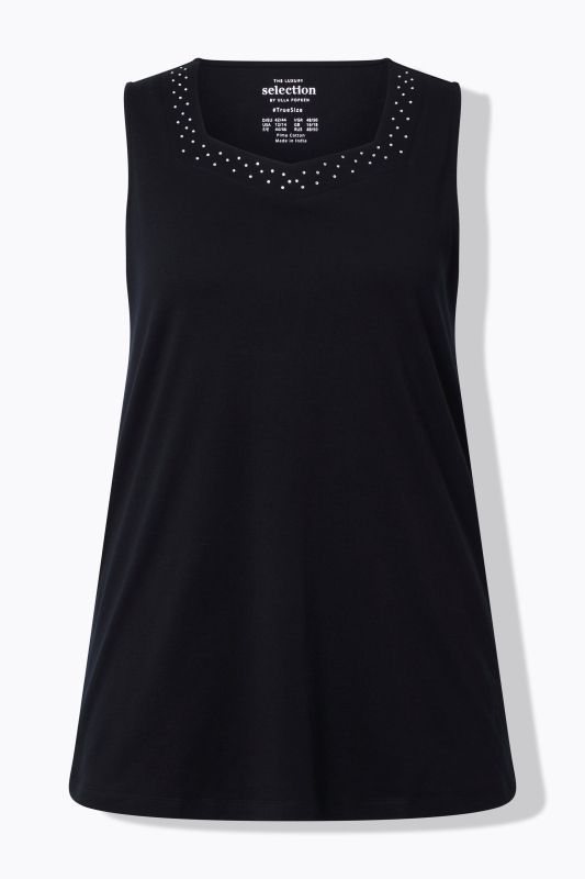 Rhinestone Neckline Pima Cotton Tank