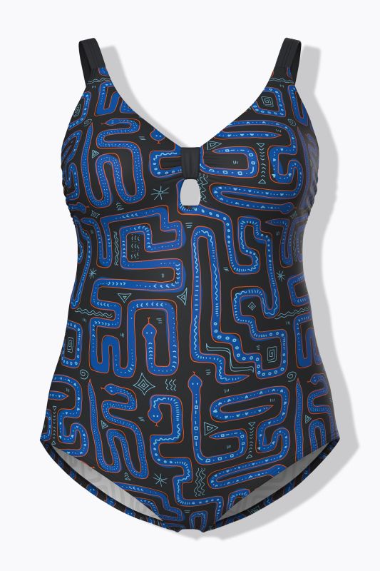 Geometric Snake Print Swimsuit
