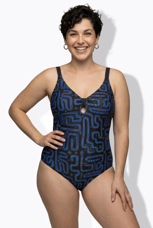 Geometric Snake Print Swimsuit