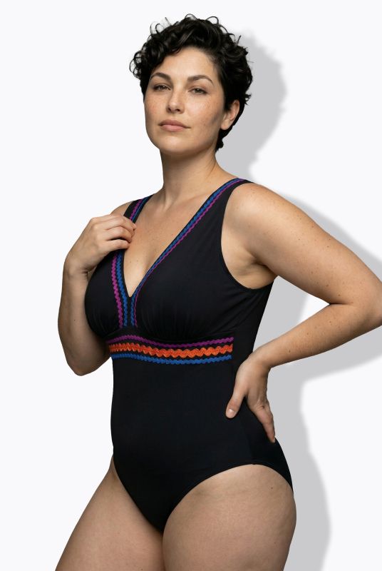 Neon Rickrack Trim Swimsuit