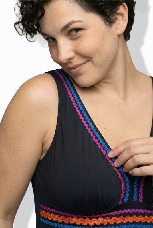 Neon Rickrack Trim Swimsuit