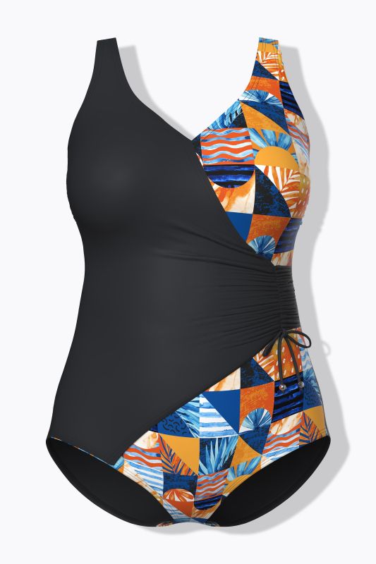 Checkered Summer Wrap-Look Swimsuit