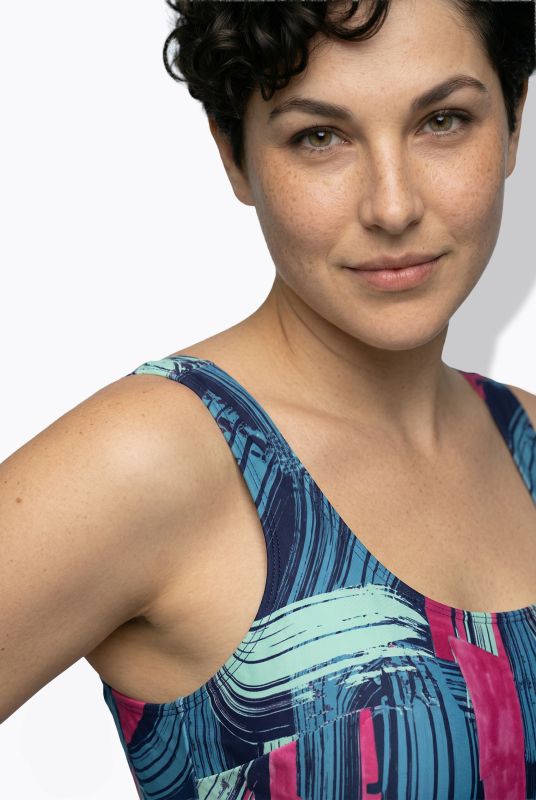 Brushstroke Print Swimsuit