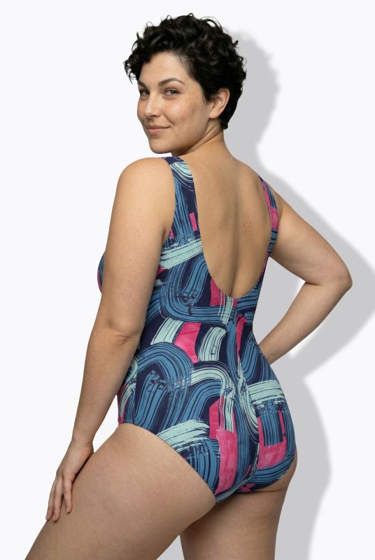 Brushstroke Print Swimsuit