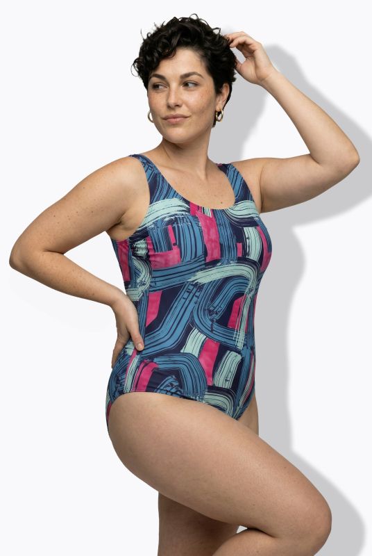 Brushstroke Print Swimsuit