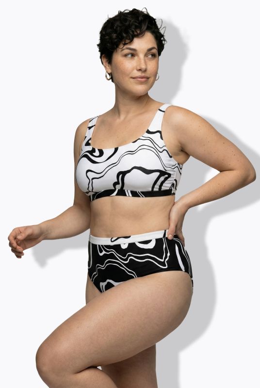 Бански от 2 части с мраморен принт