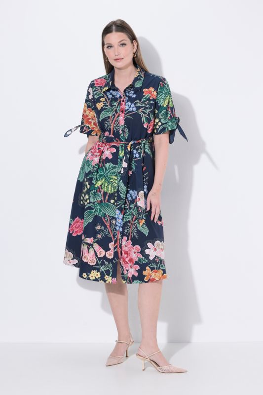 Floral Print A-Line Shirt Dress