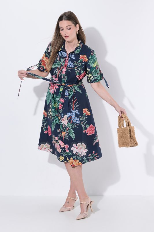 Floral Print A-Line Shirt Dress