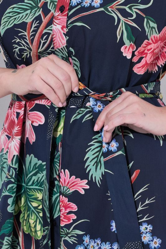 Floral Print A-Line Shirt Dress
