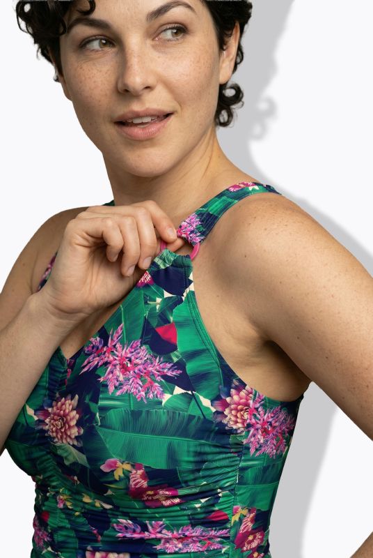 Бански с тропически флорален принт