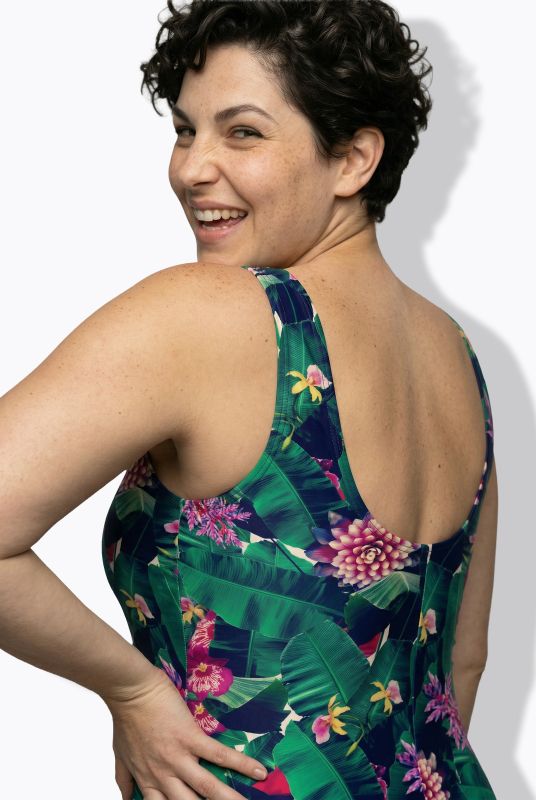 Бански с тропически флорален принт