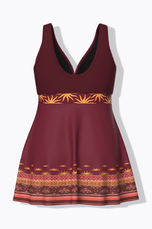 Sunburst Detail Swim Dress
